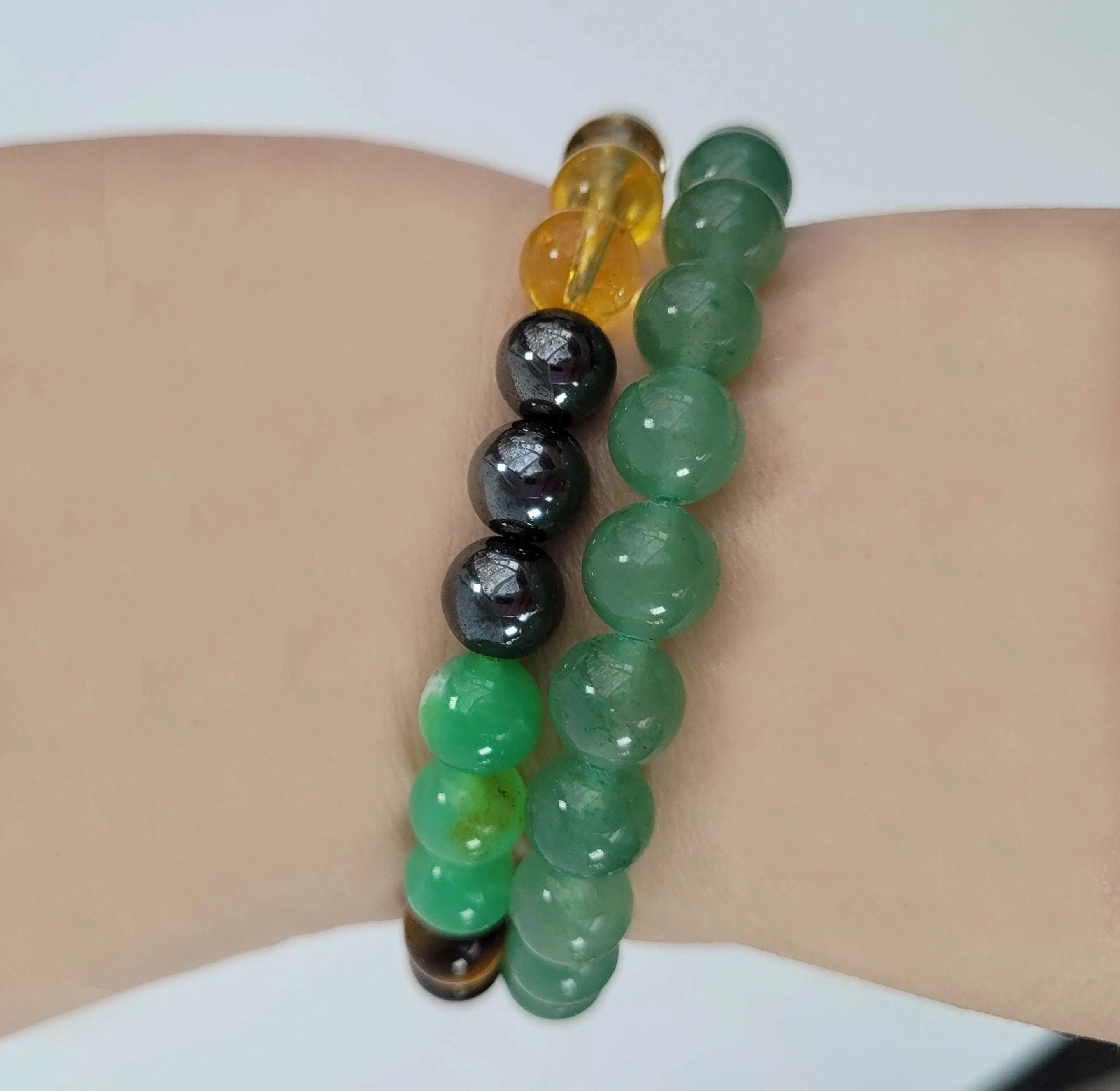 100% Genuine Gemstone Bracelet Green, Aventurine Beaded Bracelet, Crystal Gemstone Bracelet, Stretch Bracelet, Mineral Stones, Good Luck