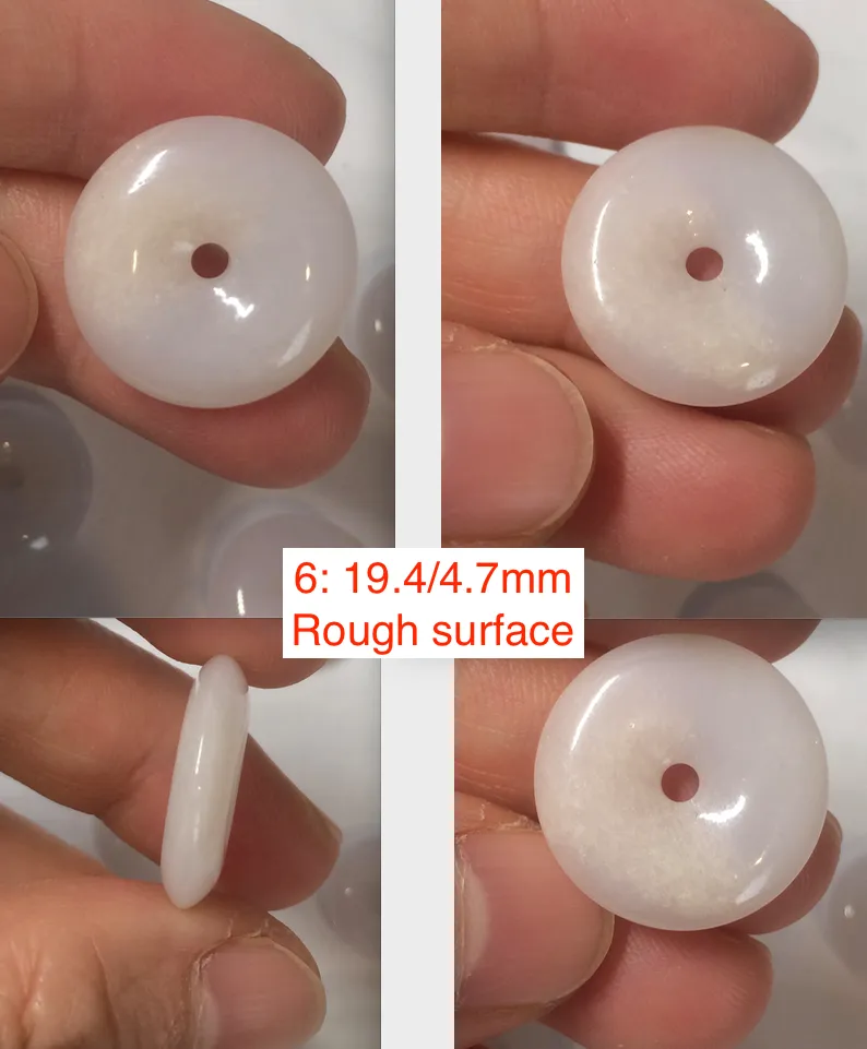 100% Natural white/purple/yellow jadeite Jade Safety Guardian Button(donut) Pendant/worry stone BF96