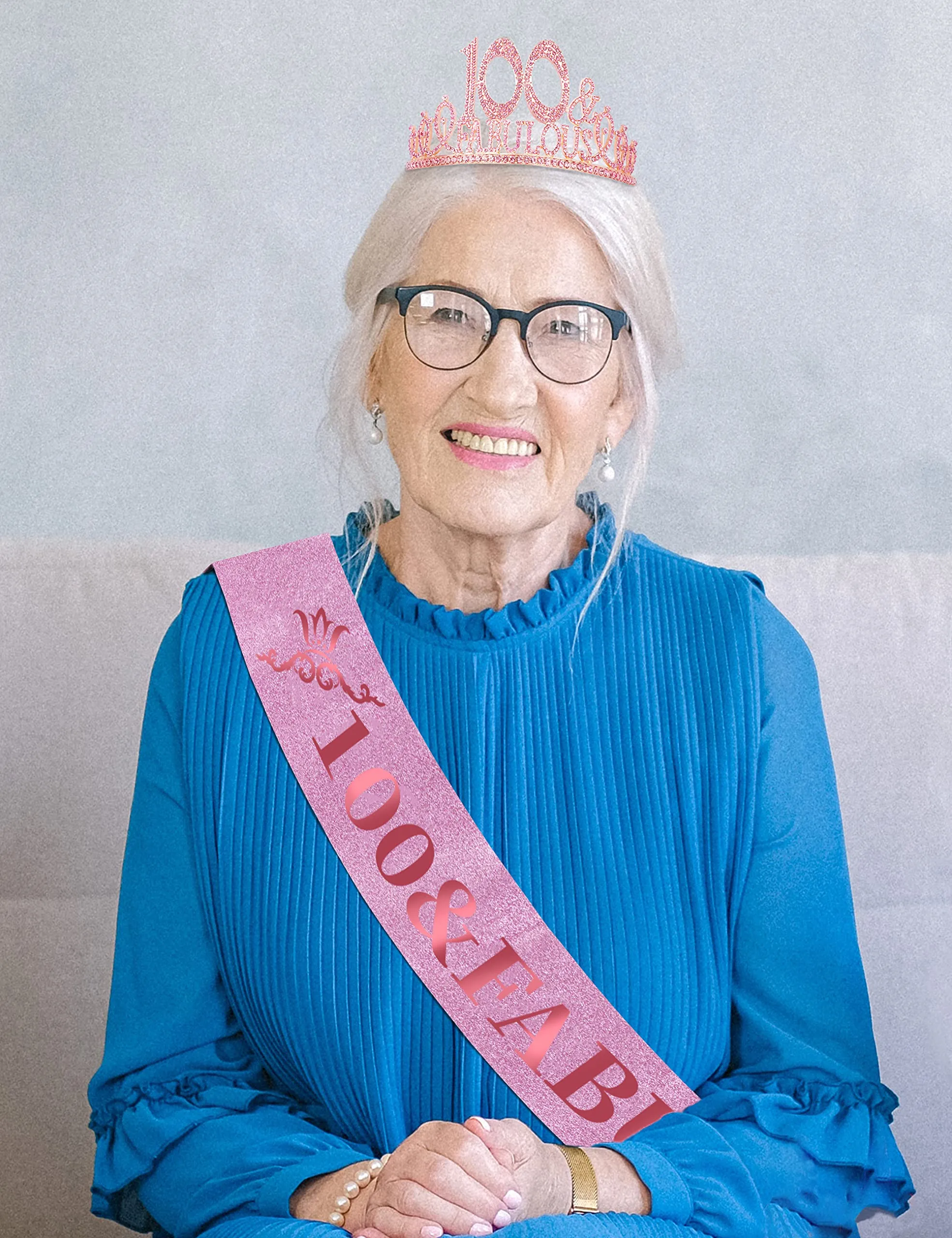 100th Birthday Gifts for Women, 100th Birthday Crown & Sash for Women, 100th Birthday