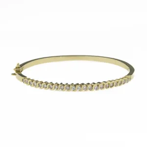 1.15ctw Round Brilliant Diamond Hinged Bangle 6.75" Bracelet in 12K Yellow Gold