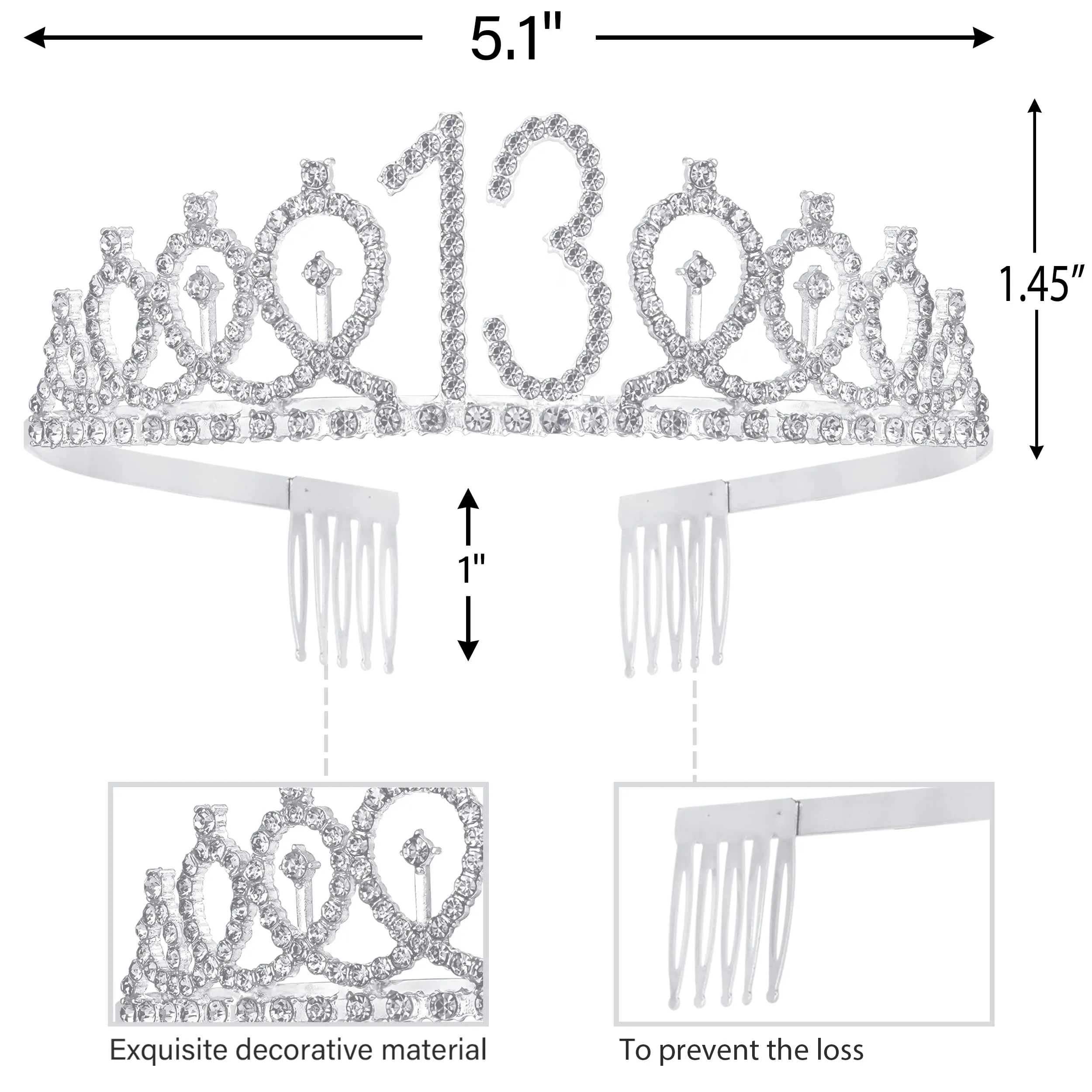 13th Birthday, 13th Birthday Gifts for Girls, 13th Birthday Tiara and Sash Silver, 13th