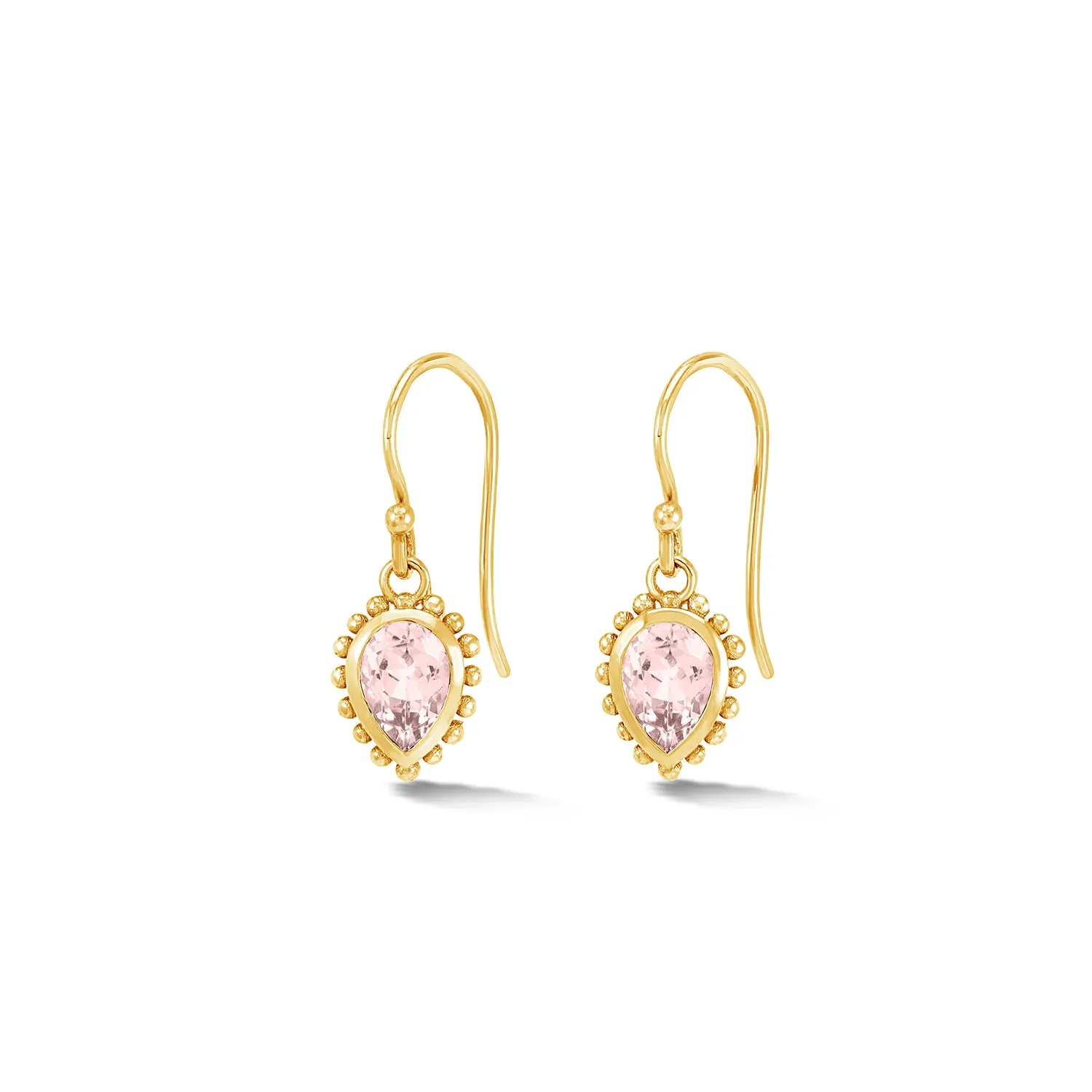 14k Gold Anemone Small Teardrop Earrings with Morganite