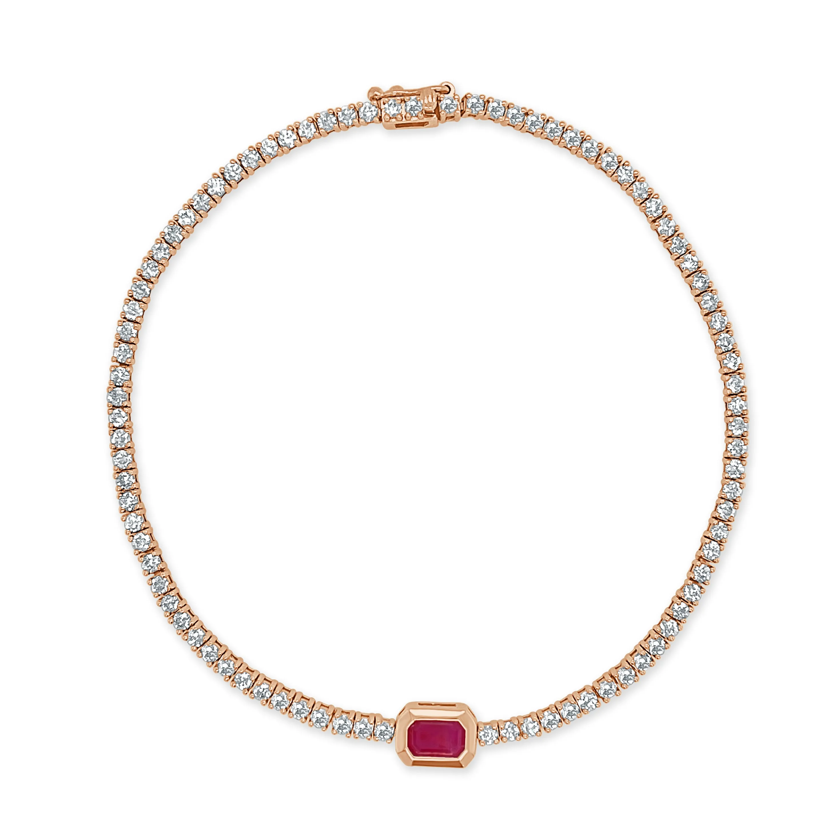 14k Gold, Diamond & Ruby Tennis Bracelet