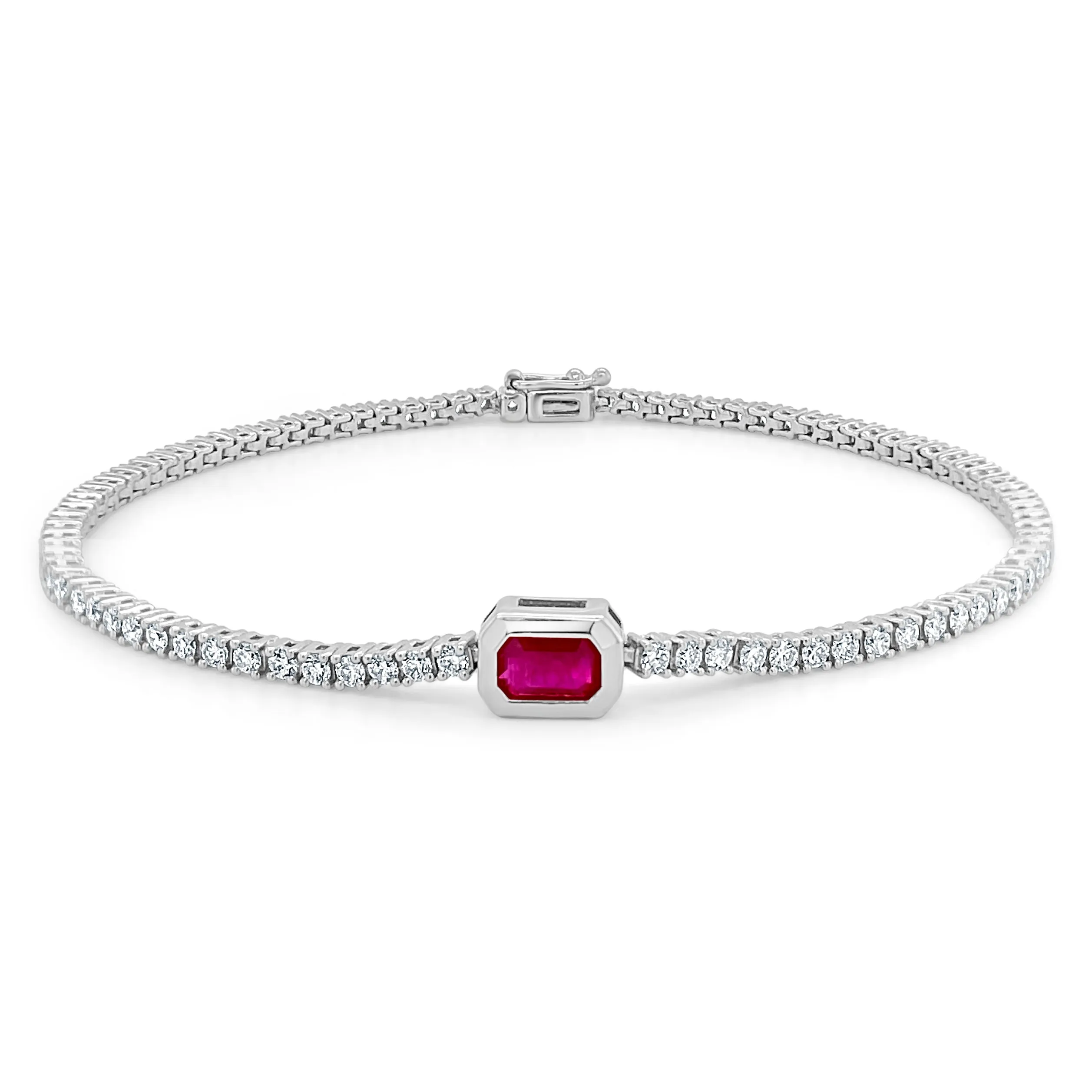 14k Gold, Diamond & Ruby Tennis Bracelet