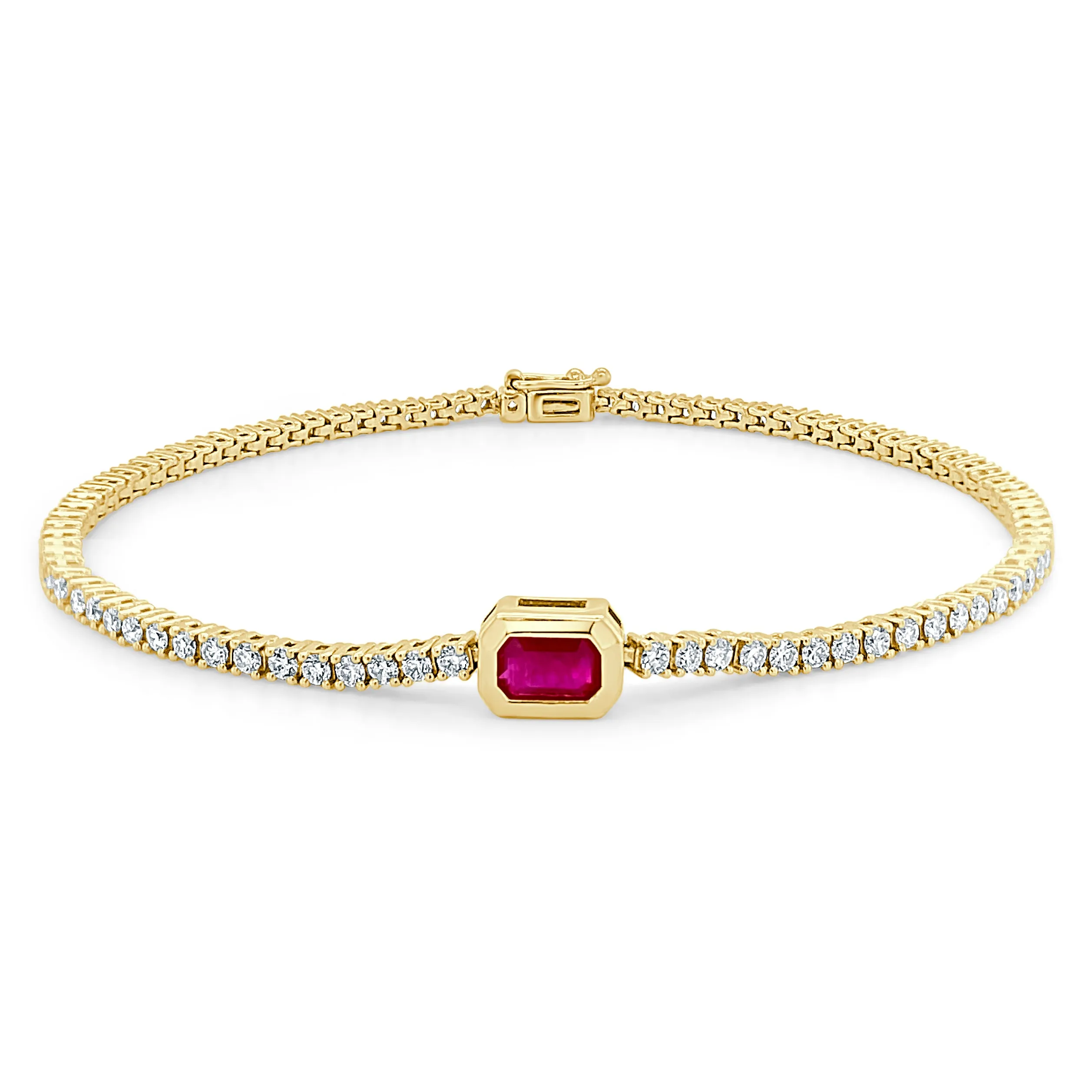 14k Gold, Diamond & Ruby Tennis Bracelet