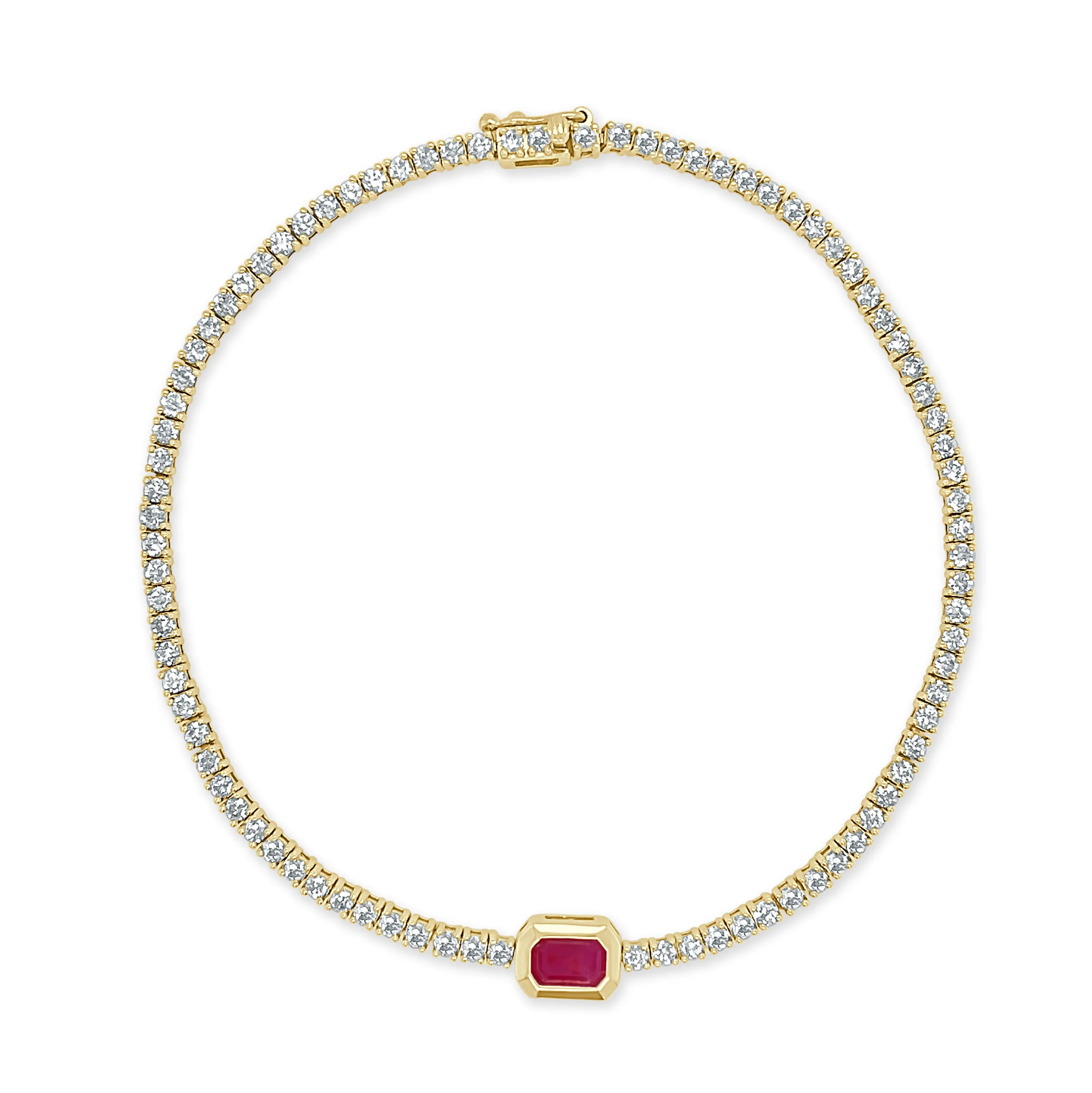 14k Gold, Diamond & Ruby Tennis Bracelet