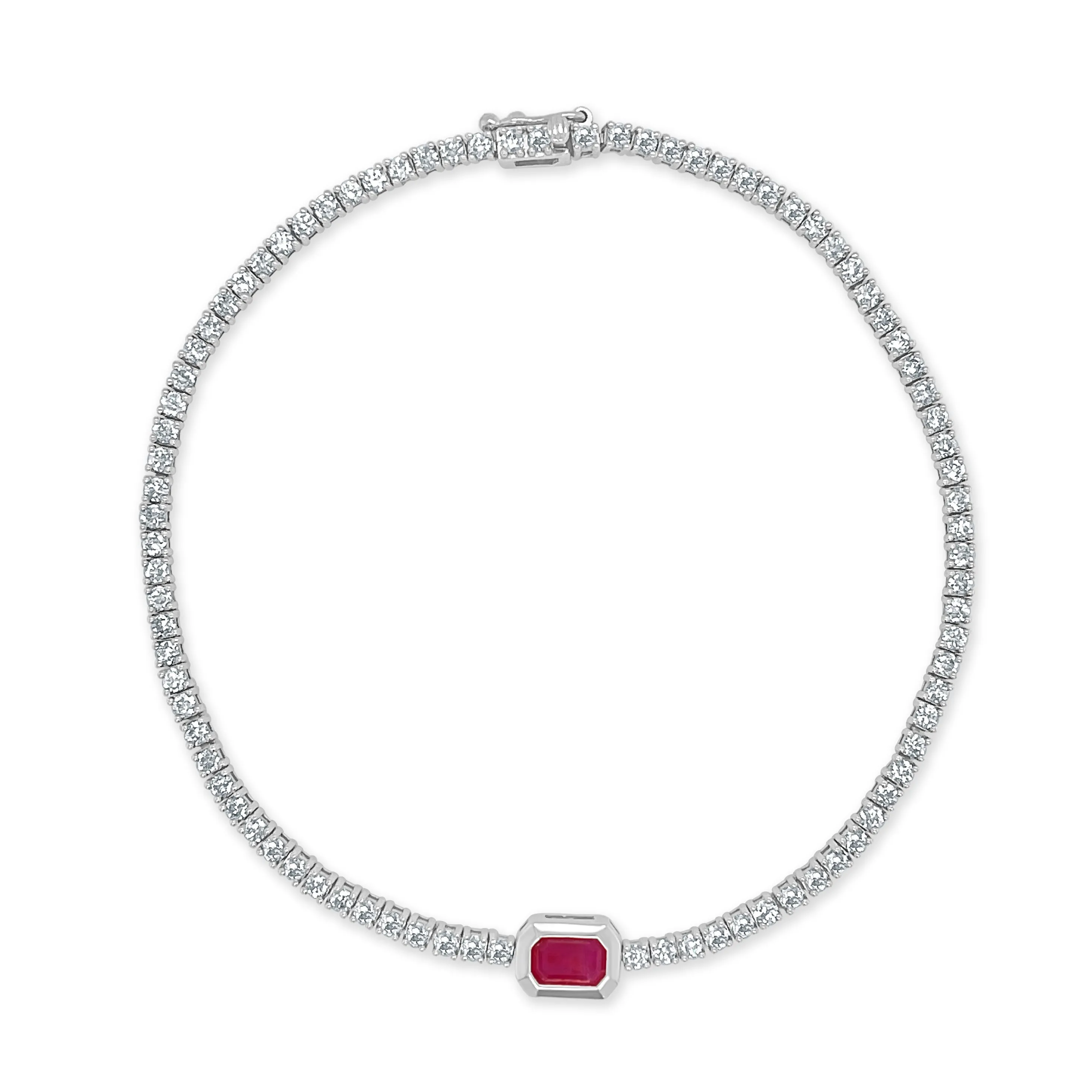 14k Gold, Diamond & Ruby Tennis Bracelet