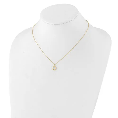 14K Gold Polished Mother of Pearl Circle Necklace