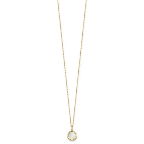 14K Gold Polished Mother of Pearl Circle Necklace