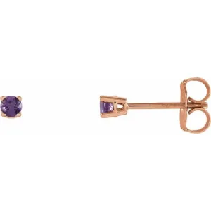 14K Rose 2.5 mm Natural Amethyst Stud Earrings