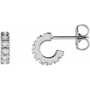 14K White Gold 1/4 CTW Lab-Grown Diamond French-Set Huggie Earrings