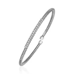 14k White Gold and Diamond 3mm Flexible Bangle Bracelet