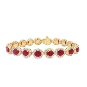 14K Yellow Gold Diamond and Ruby Bracelet