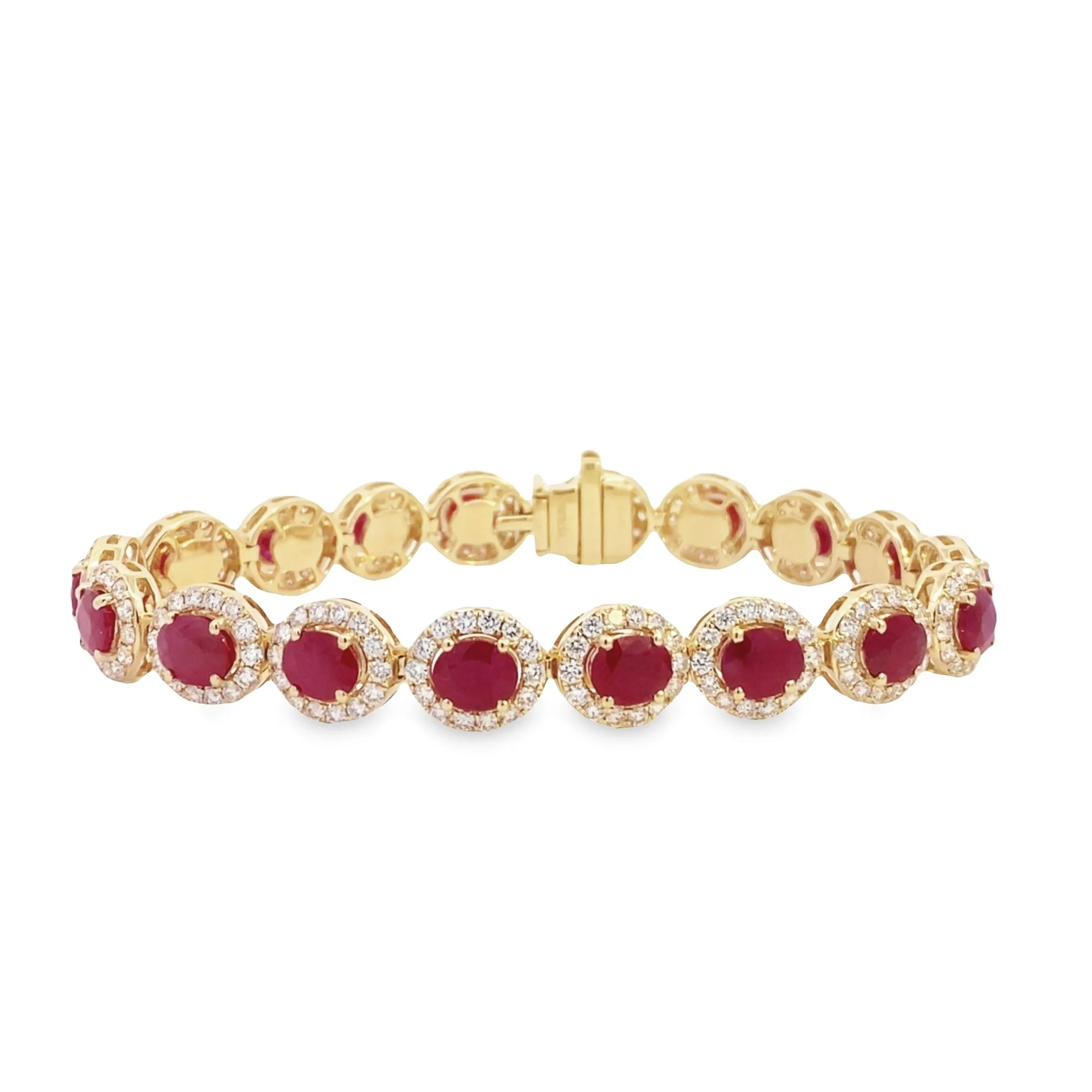 14K Yellow Gold Diamond and Ruby Bracelet