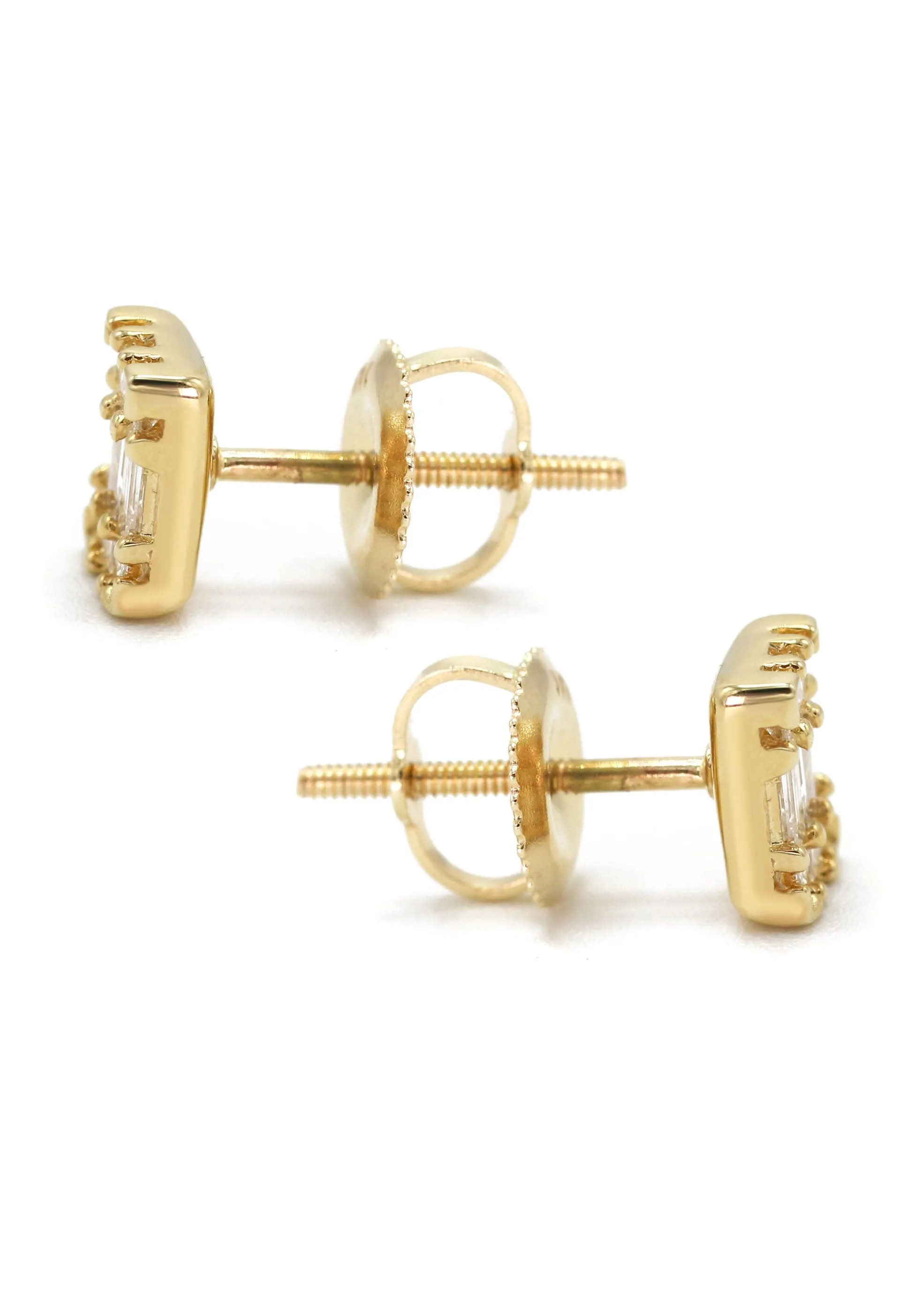 14K Yellow Gold Diamond Baguette Earrings For Men | 0.32 Carats | 1.29 Grams