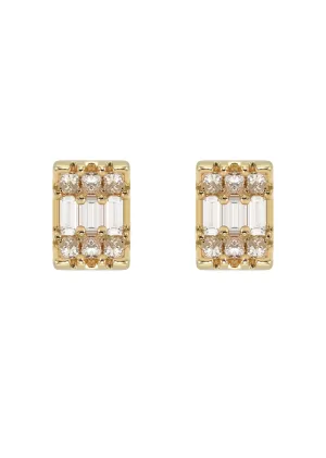 14K Yellow Gold Diamond Baguette Earrings For Men | 0.32 Carats | 1.29 Grams