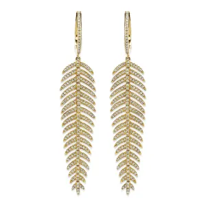 14k Yellow Gold Leaf Diamond Earrings