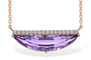 14KT Rose Gold Fancy Cut Amethyst and Diamond Necklace