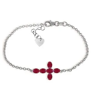 1.7 Carat 14K Solid White Gold Love Gospel Ruby Bracelet