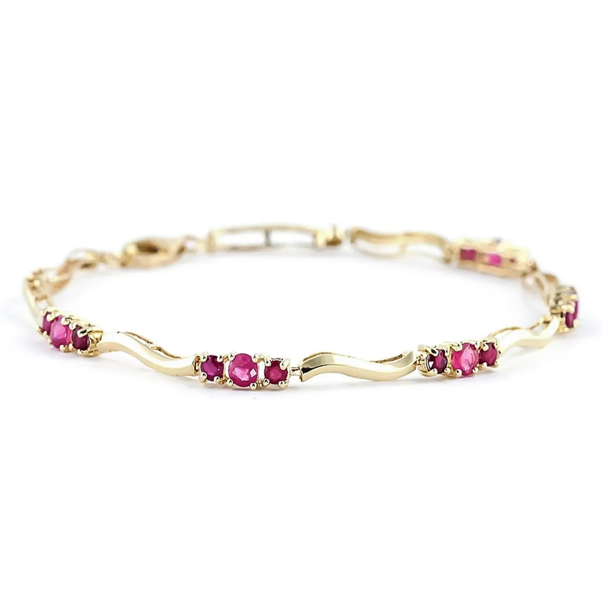 1.76 Carat 14K Solid Yellow Gold Dance The Foxtrot Ruby Diamond Bracelet