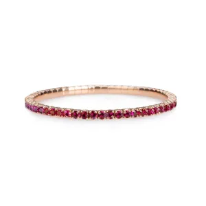 18K Gold Stretch Ruby Tennis Bracelet, 8.55-18 Carats