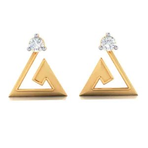 18k Intricate Design Gold With Diamond Earrings