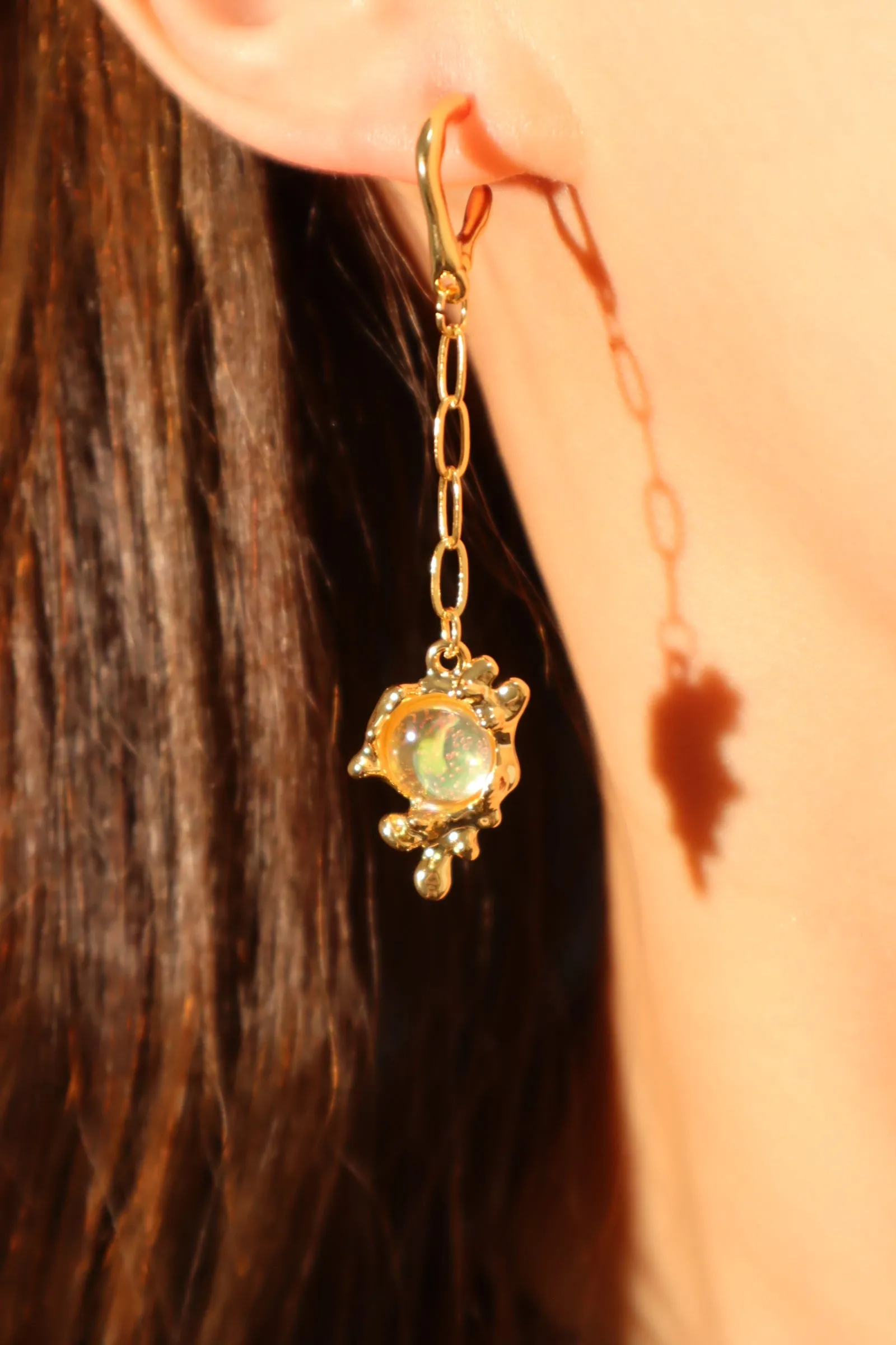 18K Real Gold Plated Opal Dangle Earrings