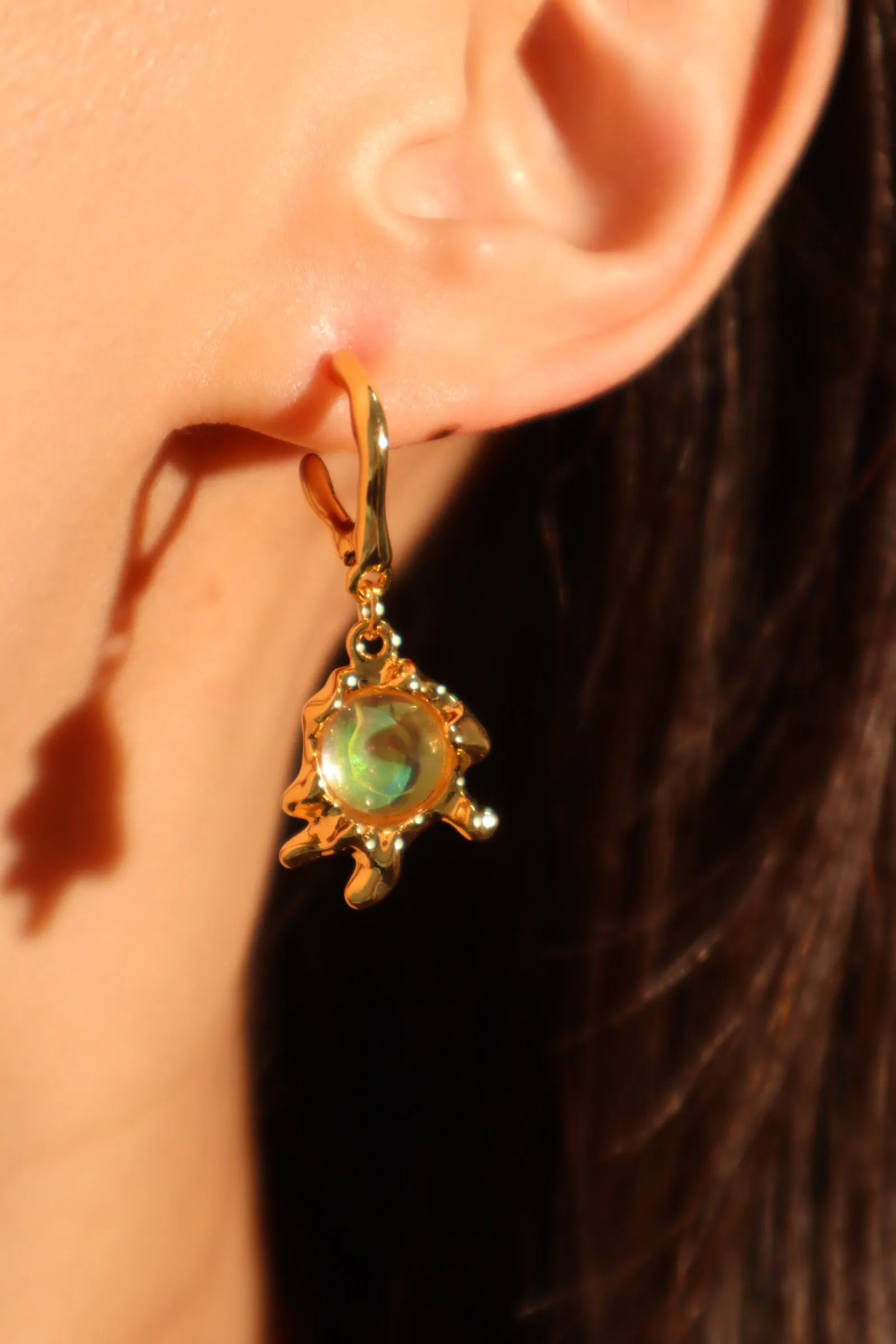 18K Real Gold Plated Opal Dangle Earrings