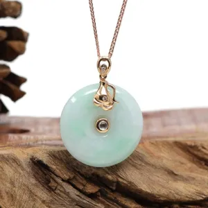 18k Rose Gold Genuine Jadeite Constellation (Aquarius) Necklace Pendant with Diamond