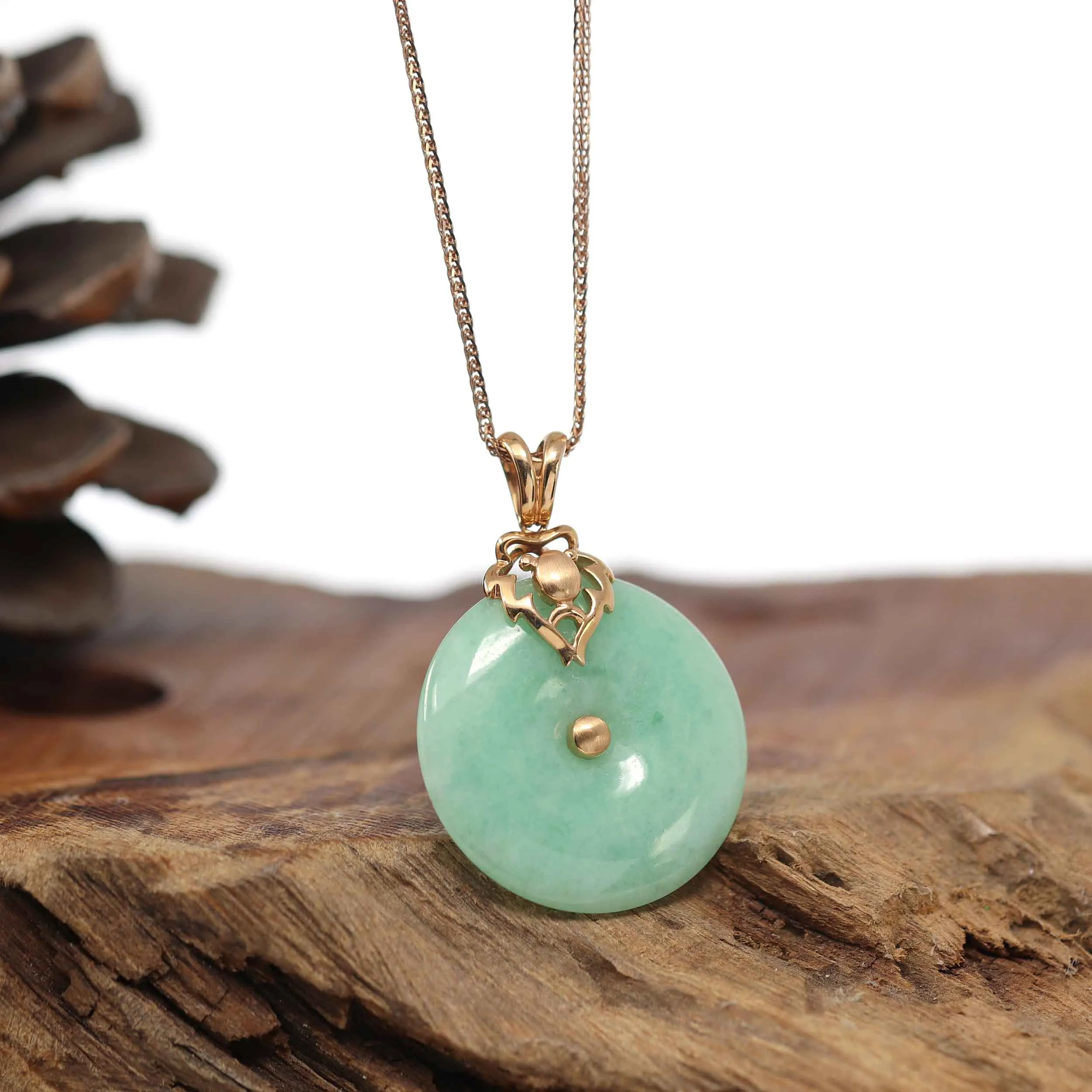 18k Rose Gold Genuine Jadeite Constellation (Leo) Necklace Pendant