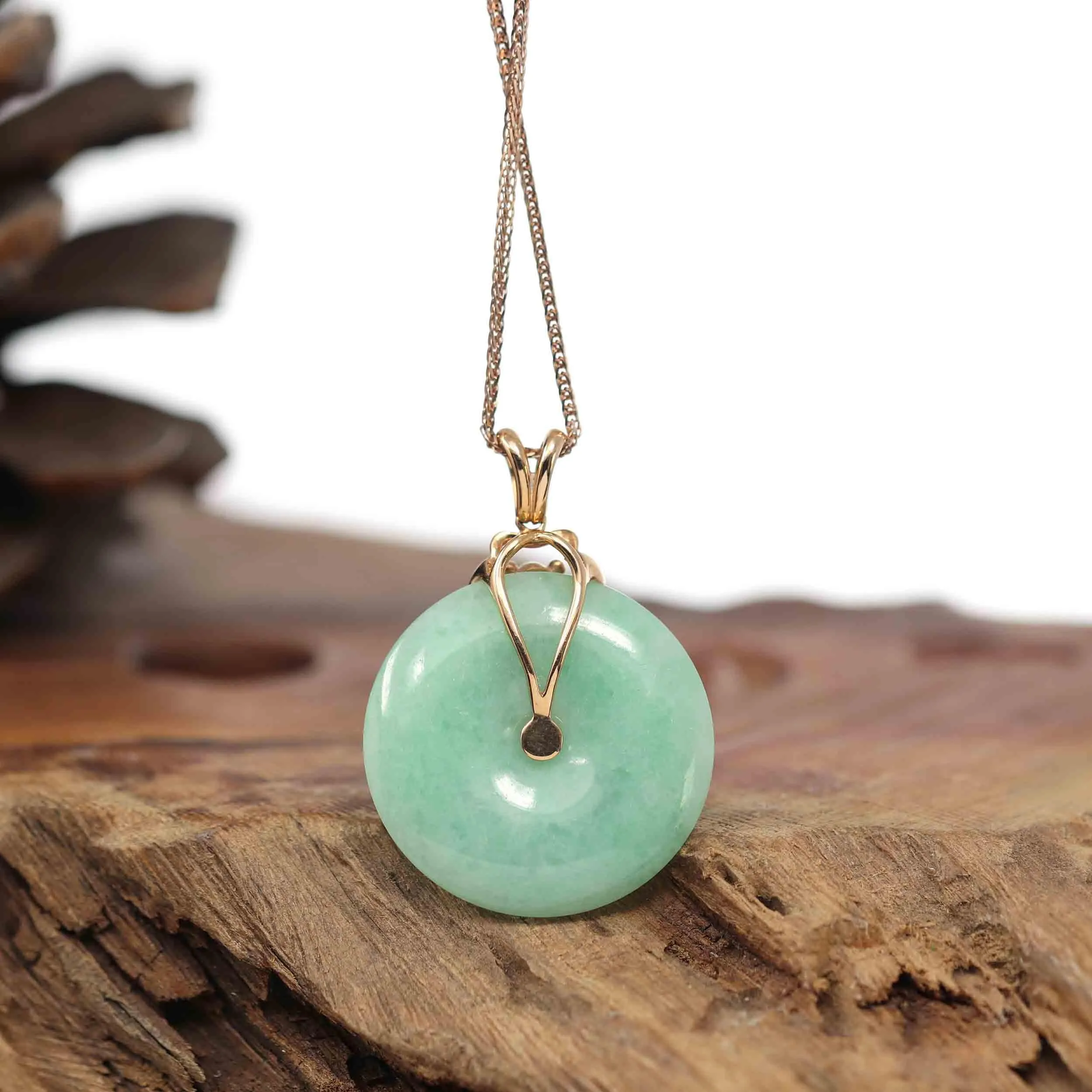 18k Rose Gold Genuine Jadeite Constellation (Leo) Necklace Pendant