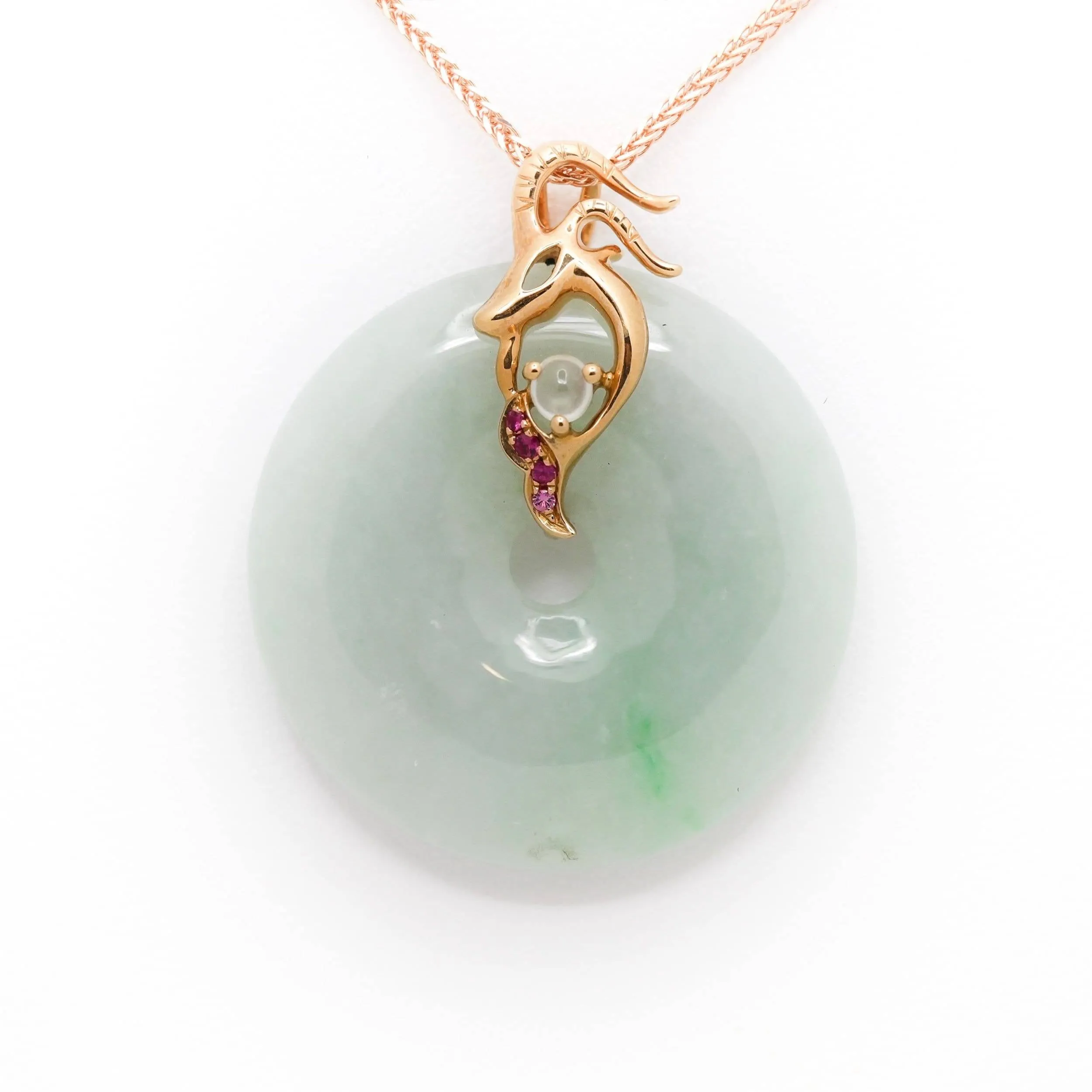 18k Rose Gold Jadeite  Constellation 12 Zodiac Signs (Capricorn) Necklace