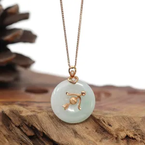 18k Rose Gold Jadeite Jade Constellation 12 Zodiac Signs (Sagittarius) Necklace