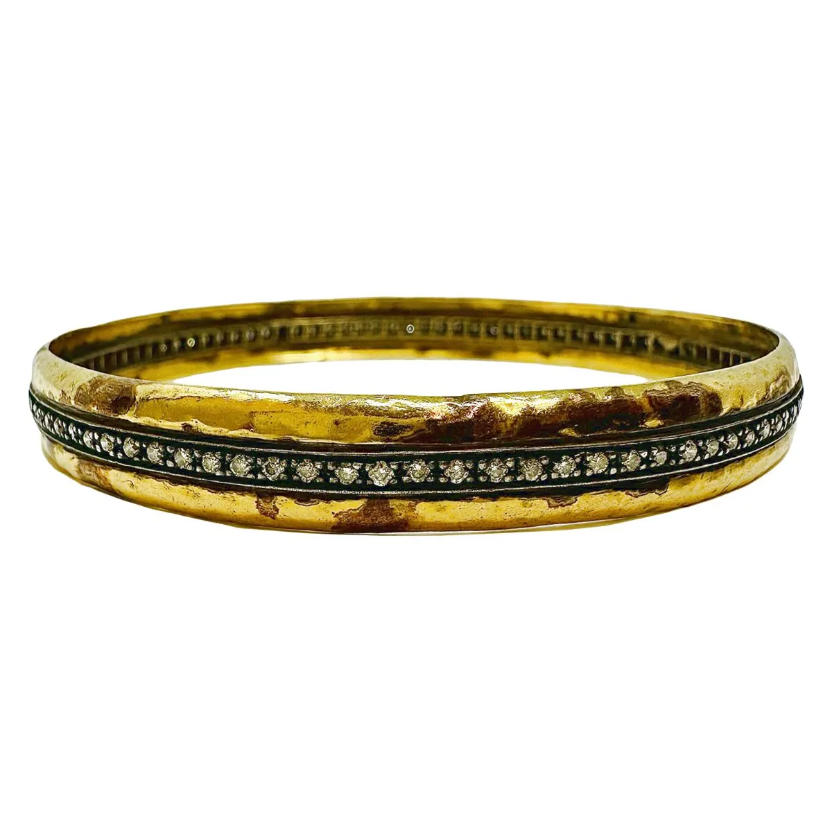 18K Vintage Gold Bangle Bracelet with Diamond