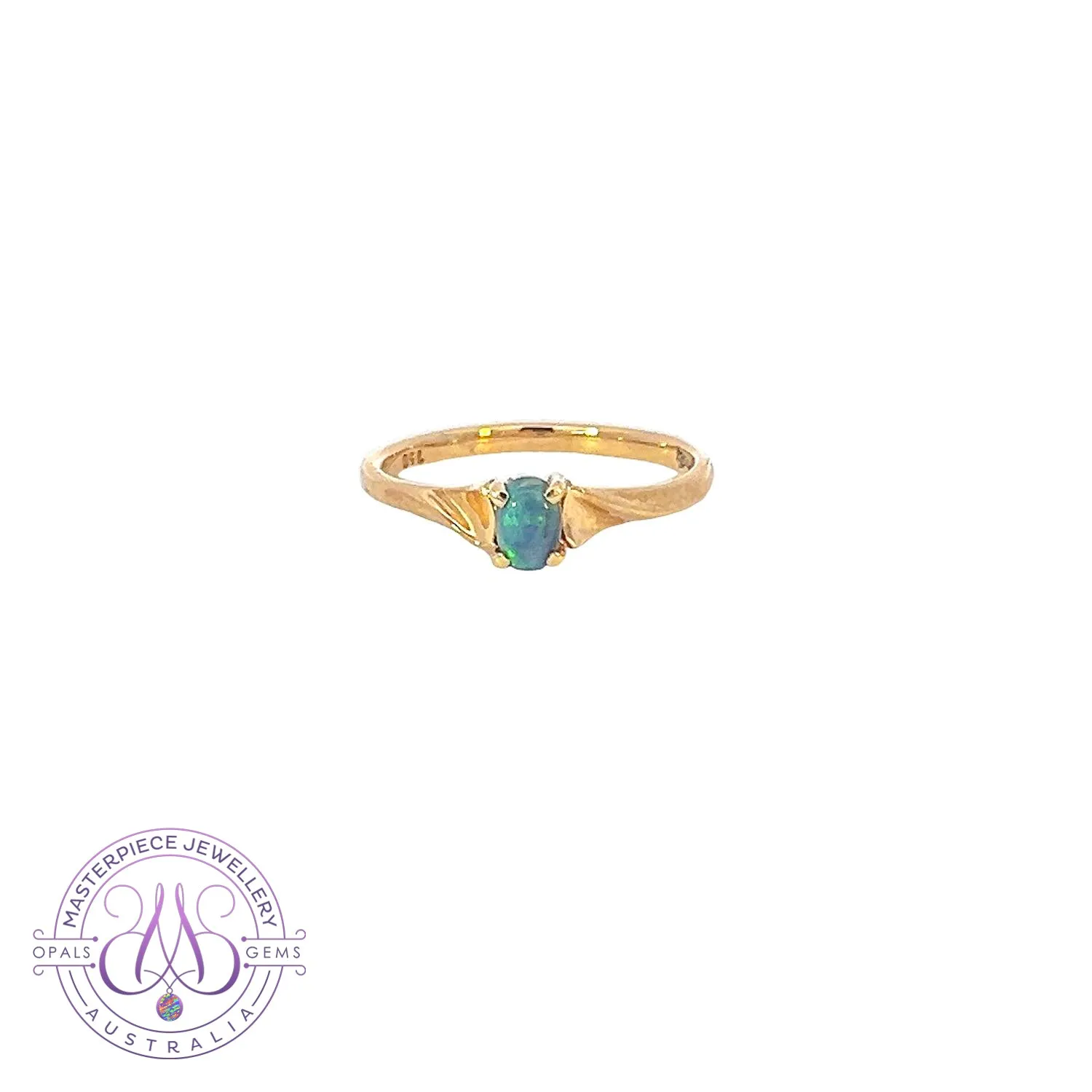 18kt Yellow Gold Black Opal 0.2ct ring solitaire