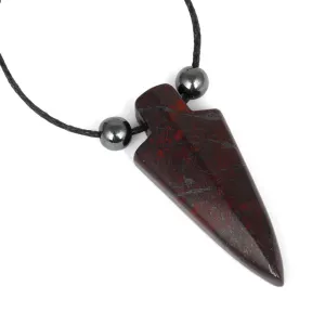 18x44mm Poppy Jasper Arrowhead Adj Cord Necklace