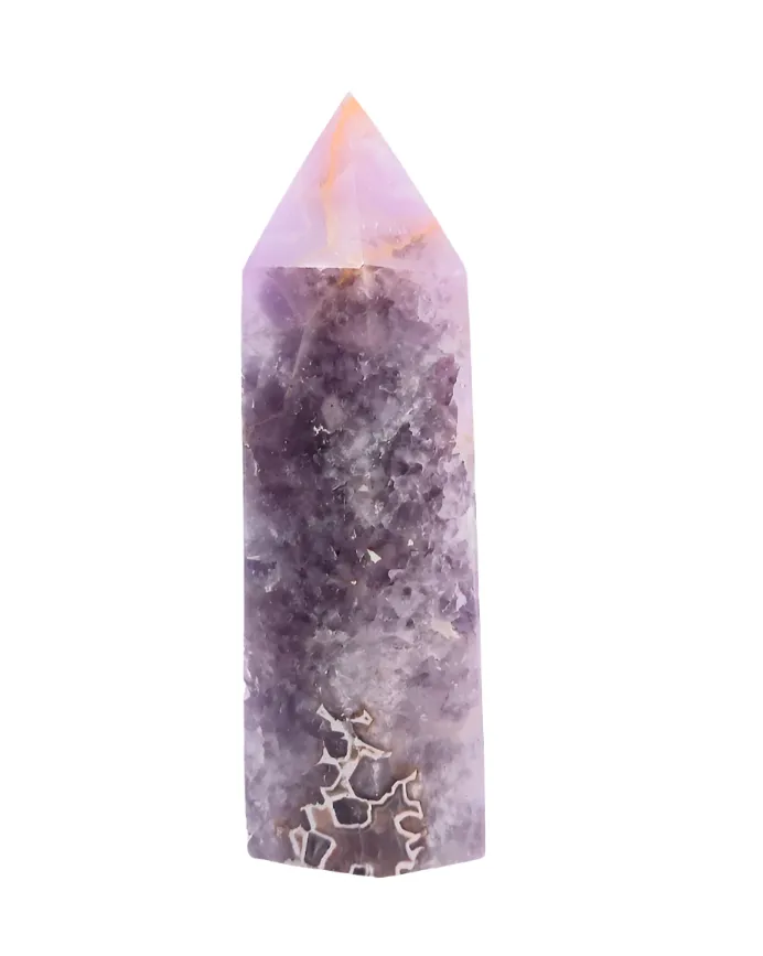 196G Amethyst and Agate Crystal Symbiosis Tower