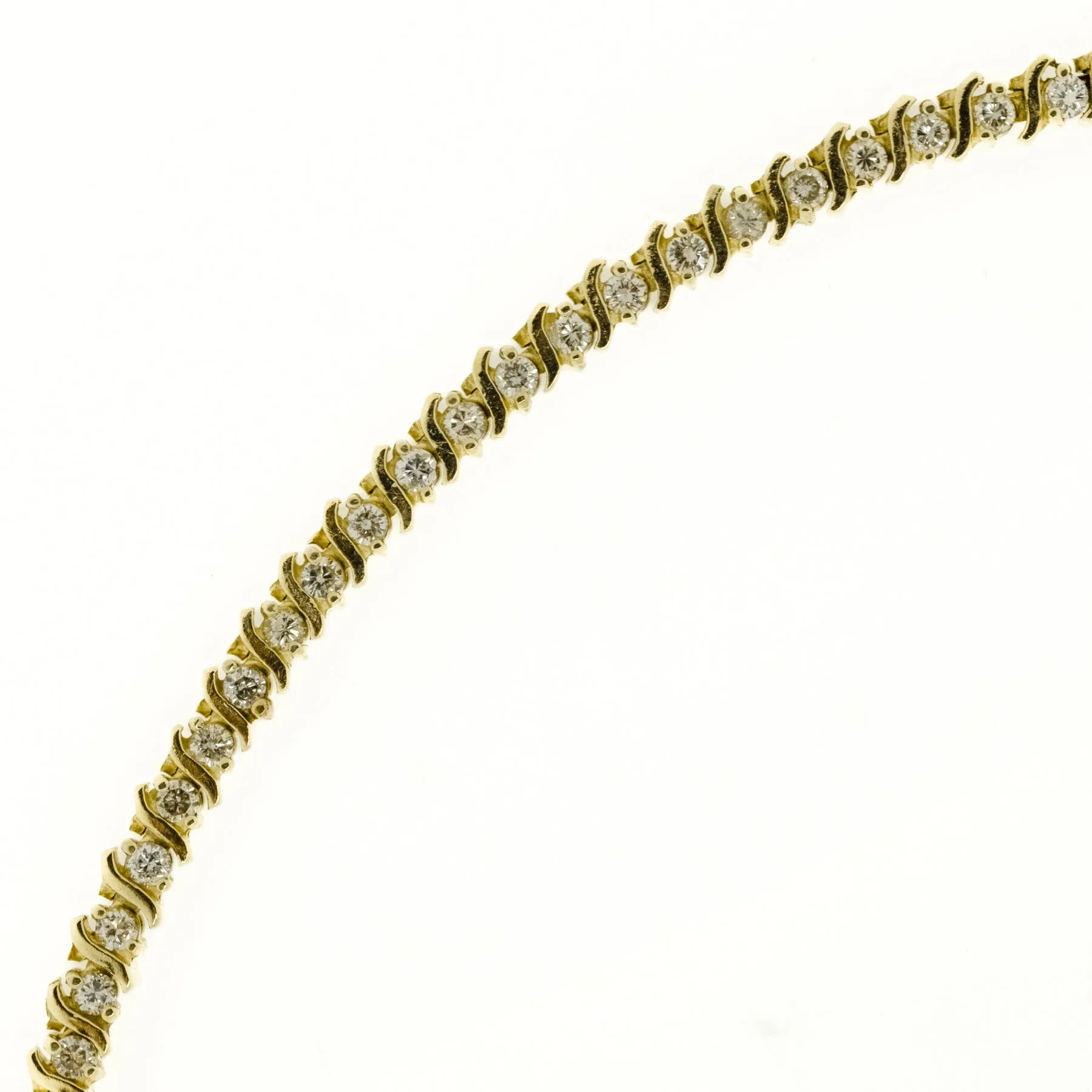 2.00ctw Diamond Accented S Link 7.25" Tennis Bracelet in 14K Yellow Gold