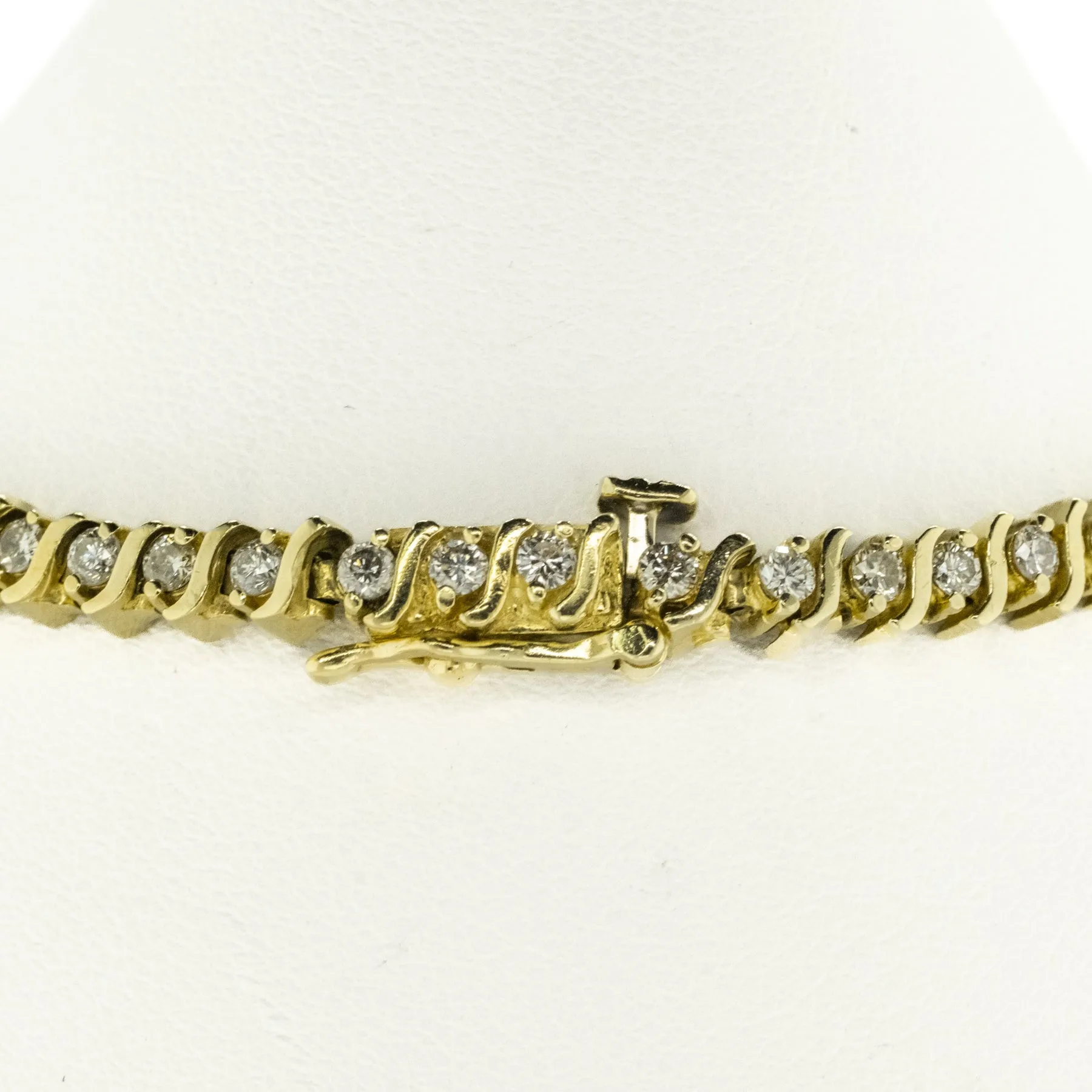 2.00ctw Diamond Accented S Link 7.25" Tennis Bracelet in 14K Yellow Gold