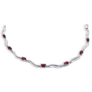 2.01 Carat 14K Solid White Gold Tennis Bracelet Diamond Ruby