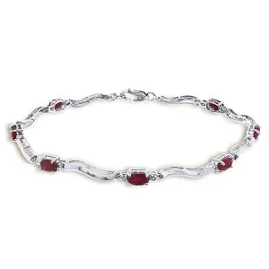 2.01 Carat 14K Solid White Gold Tennis Bracelet Diamond Ruby