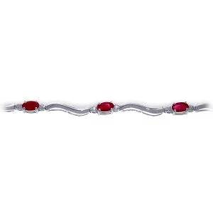 2.01 Carat 14K Solid White Gold Tennis Bracelet Diamond Ruby