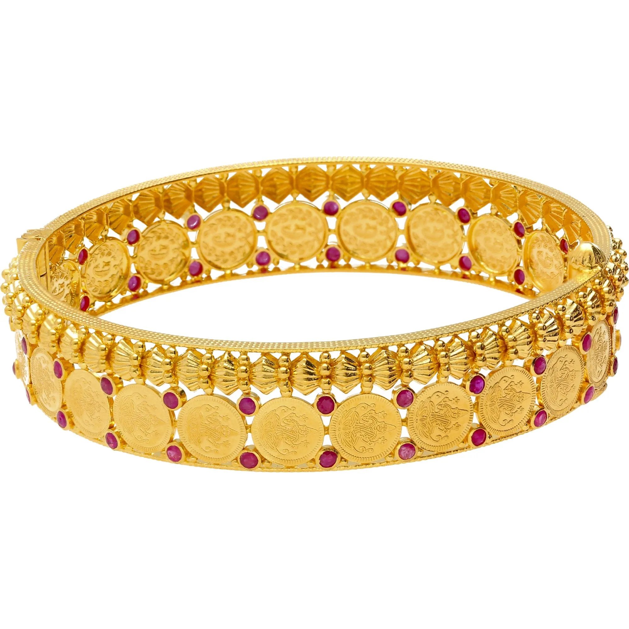 22K Gold & Ruby Temple Kasu Bangles