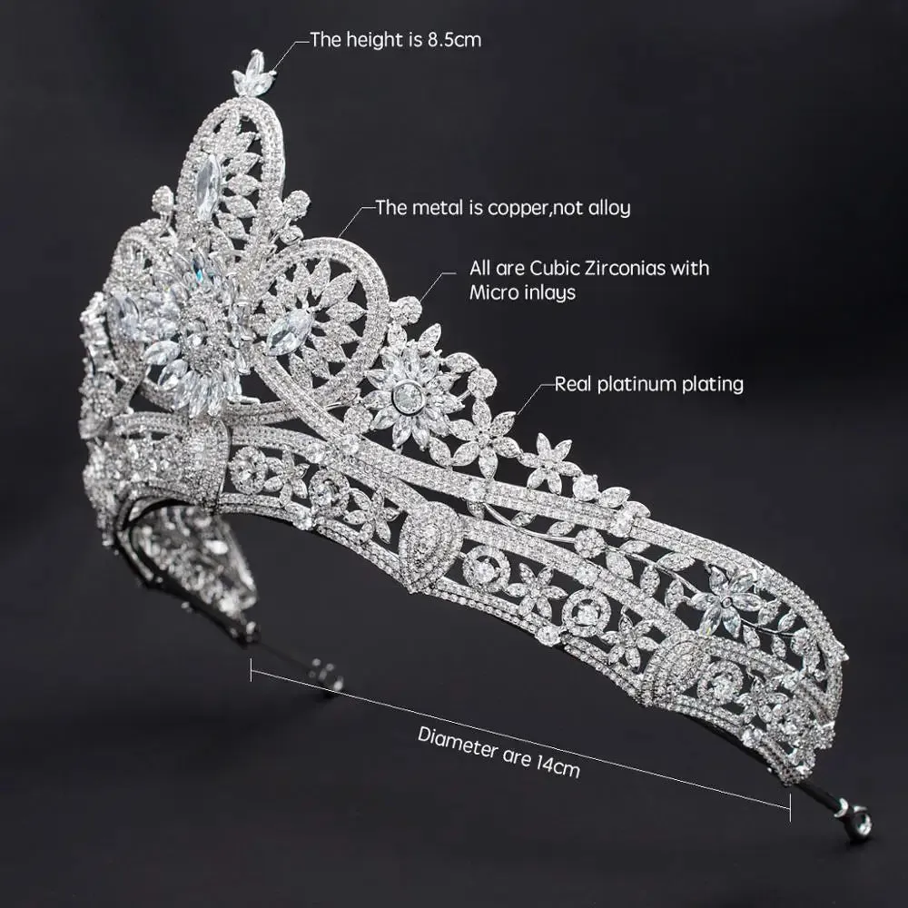 3A level Cubic Zirconia Wedding Bridal Royal Tiara Crown Hair Accessory