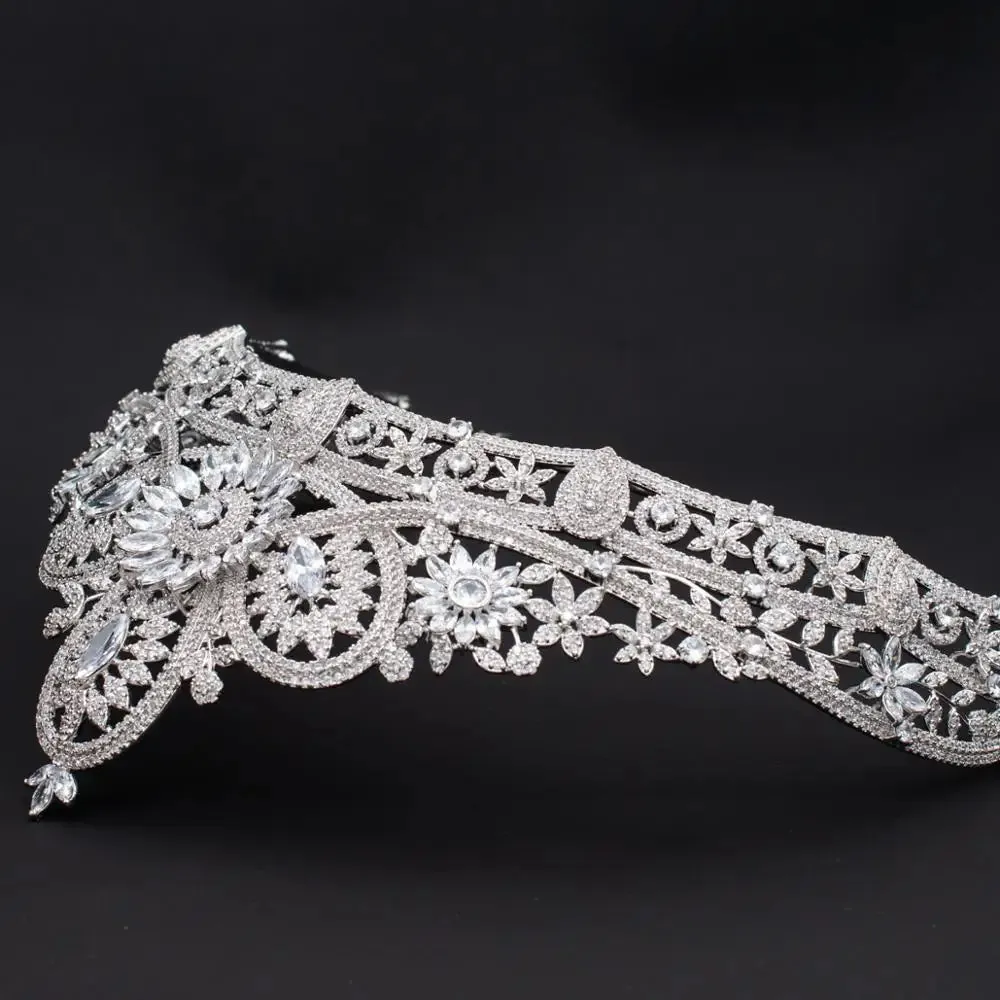 3A level Cubic Zirconia Wedding Bridal Royal Tiara Crown Hair Accessory