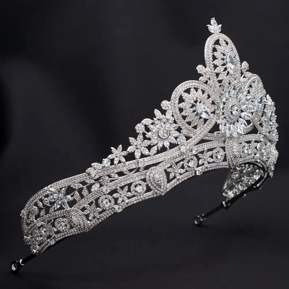 3A level Cubic Zirconia Wedding Bridal Royal Tiara Crown Hair Accessory