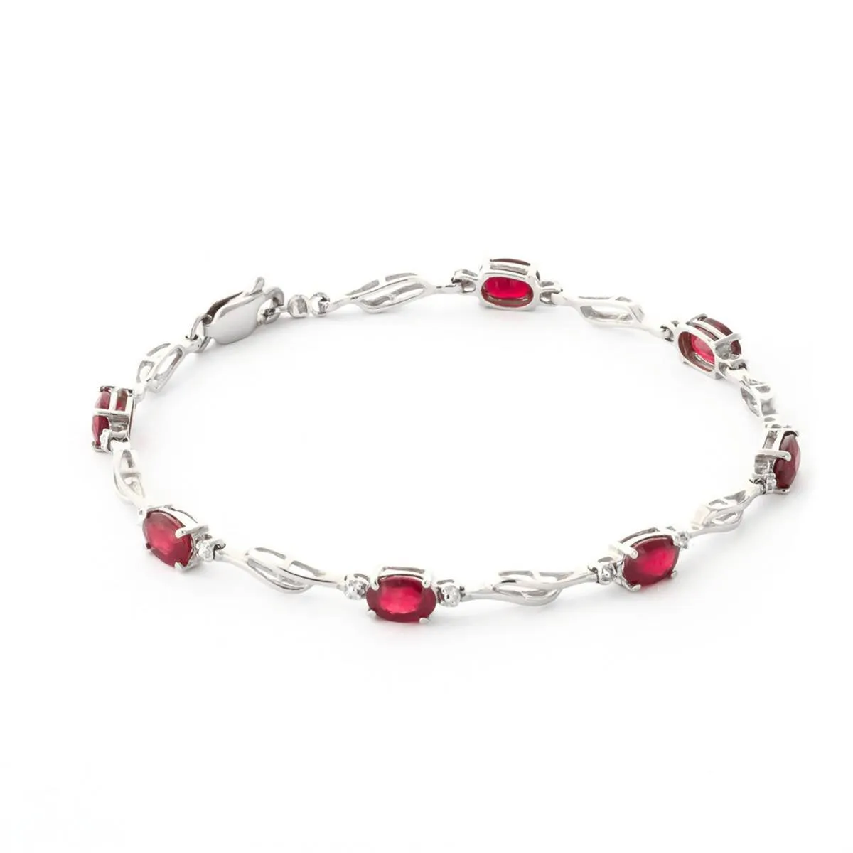 4.21 Carat 14K Solid White Gold Tennis Bracelet Ruby Diamond