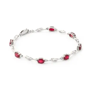 4.21 Carat 14K Solid White Gold Tennis Bracelet Ruby Diamond