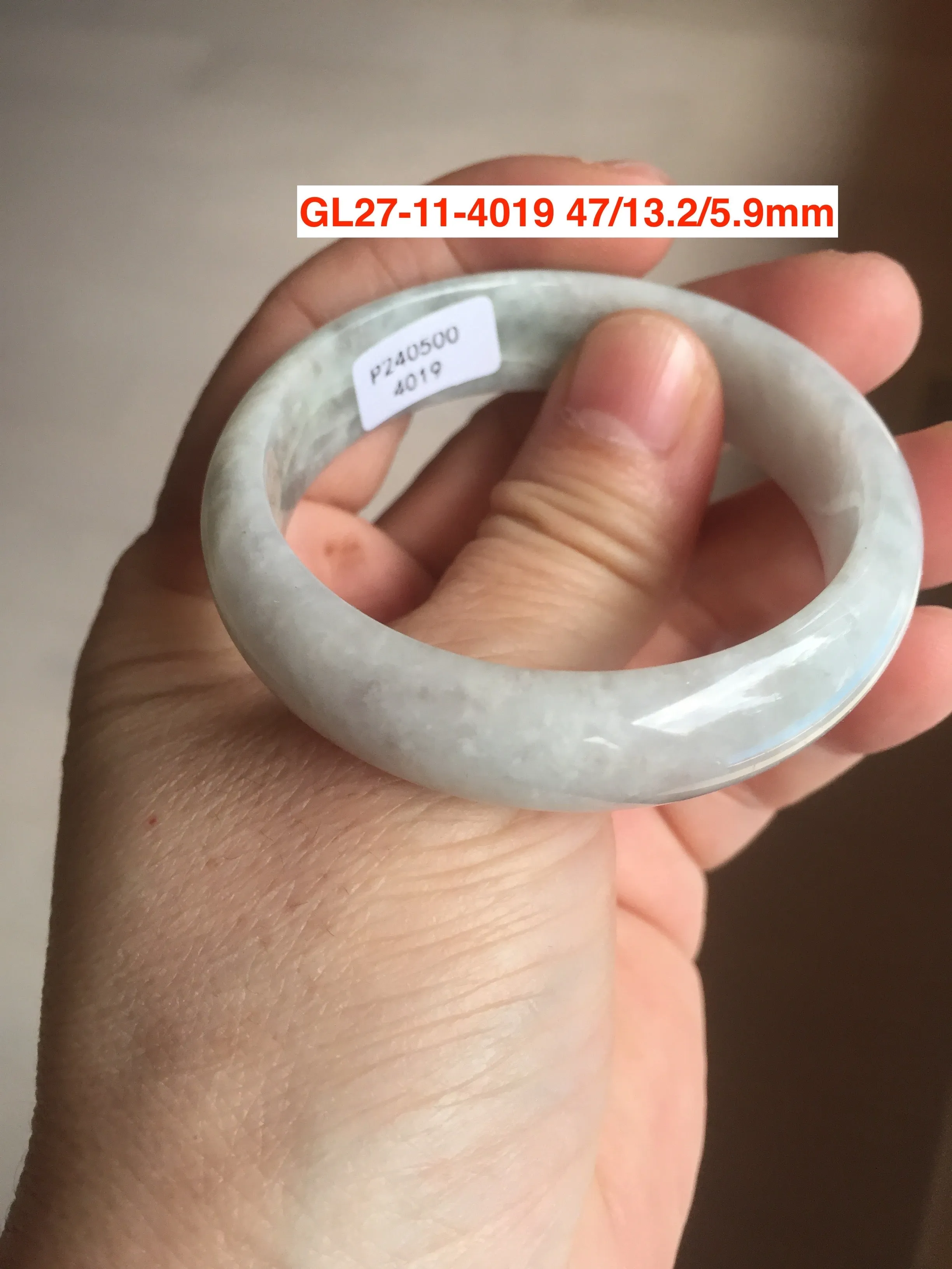 44-51 mm Type A 100% Natural light green/yellow/gray oval Jadeite Jade bangle group  for kids/small adult hand GL27 Add-on item.