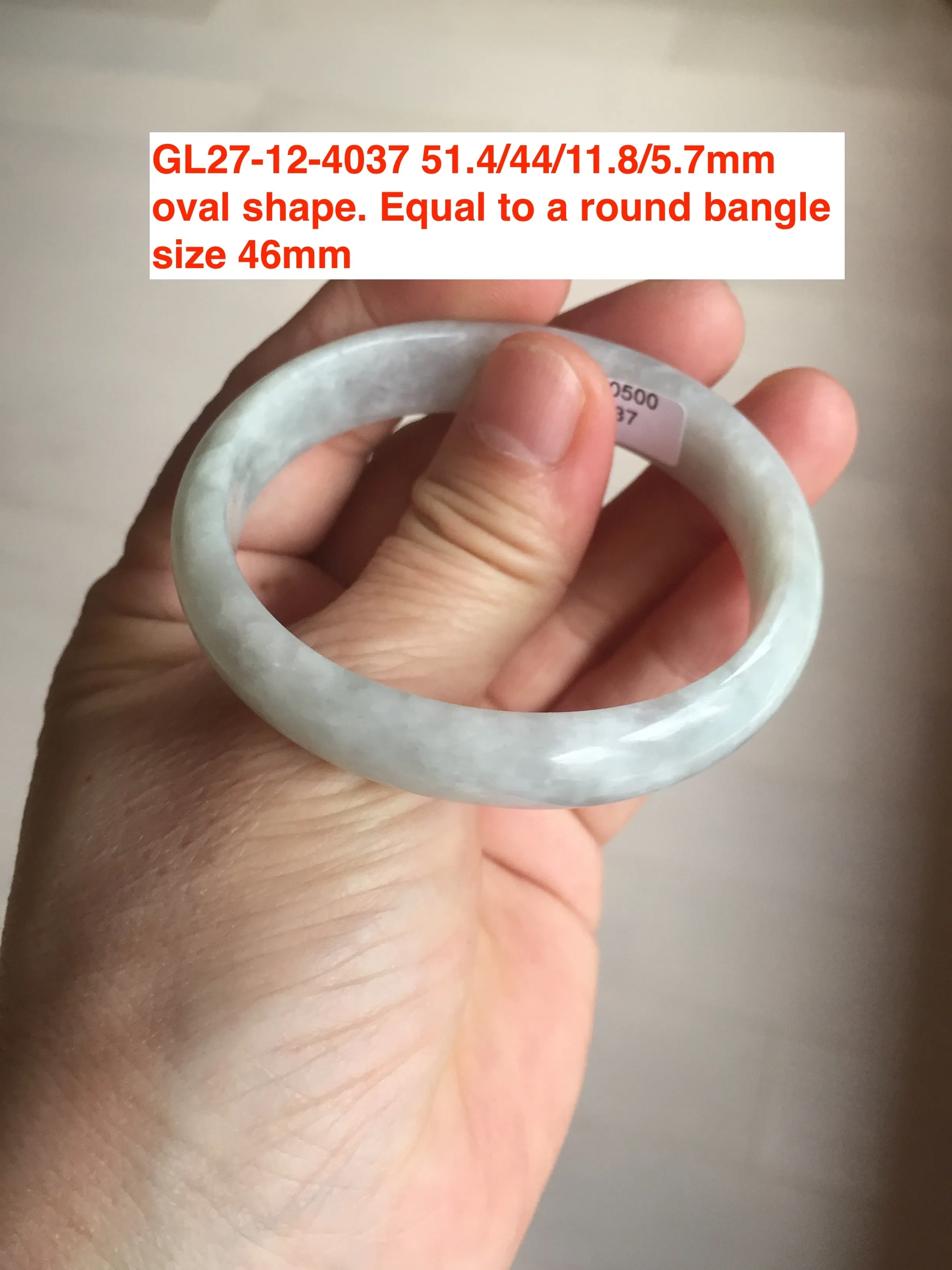 44-51 mm Type A 100% Natural light green/yellow/gray oval Jadeite Jade bangle group  for kids/small adult hand GL27 Add-on item.